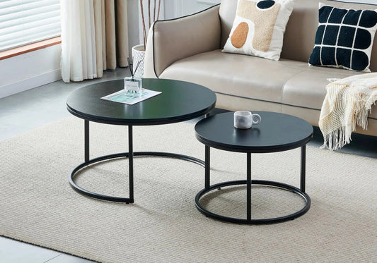 Tables gigognes noir et bois noir pour salon | Opal