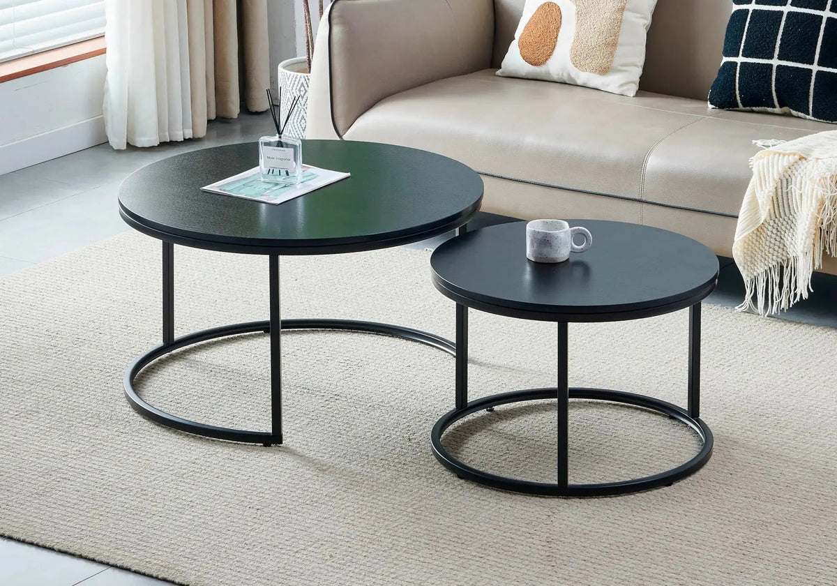 Tables gigognes noir et bois noir pour salon | Opal