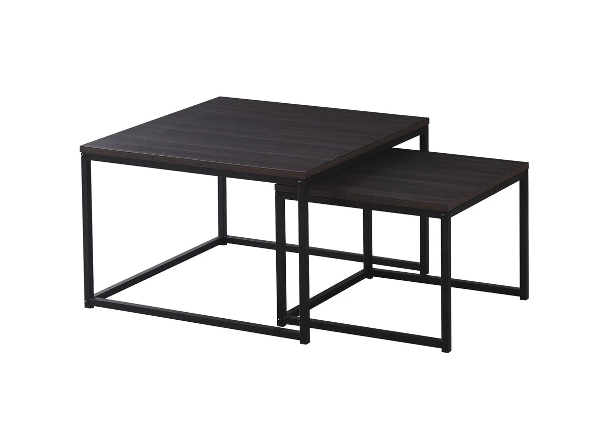 Tables gigognes de salon en chêne et métal noir | Kaelo