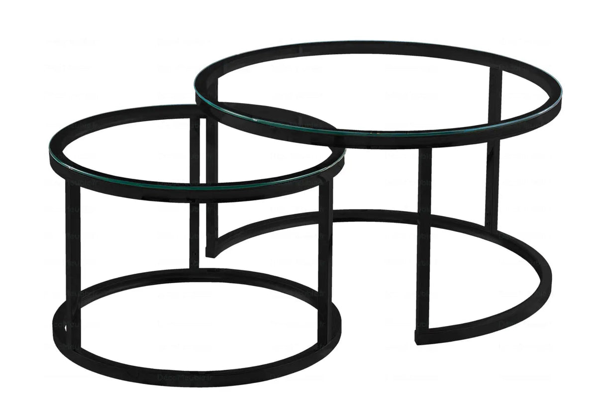 Tables gigognes noires verre pour le salon | Opal