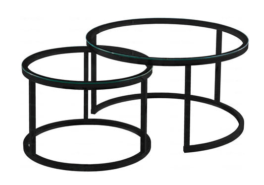Tables gigognes noires verre pour le salon | Opal
