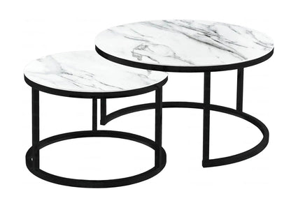 Tables basses gigognes noires et marbre blanc | Opal
