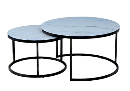 Tables basses gigognes noires et marbre blanc | Opal