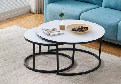 Tables gigognes de salon noires verre blanc | Opal