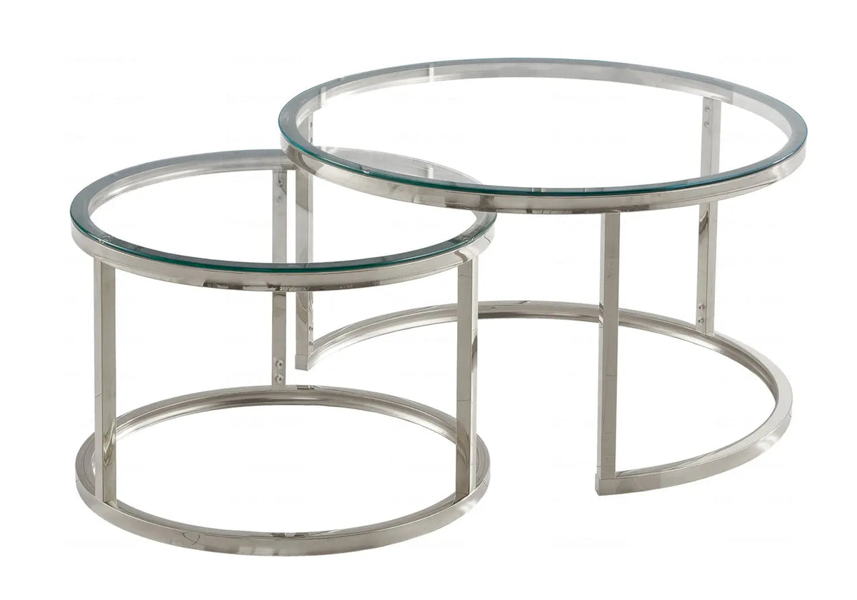 Duo de tables gigognes verre trempé pour salon | Opal