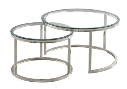 Duo de tables gigognes verre trempé pour salon | Opal