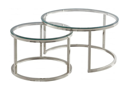 Duo de tables gigognes verre trempé pour salon | Opal