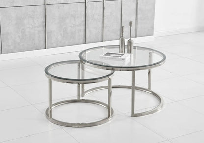 Duo de tables gigognes verre trempé pour salon | Opal