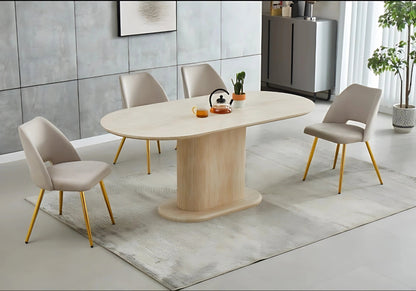 Ensemble table ovale effet travertin et 4 chaises | Vexta
