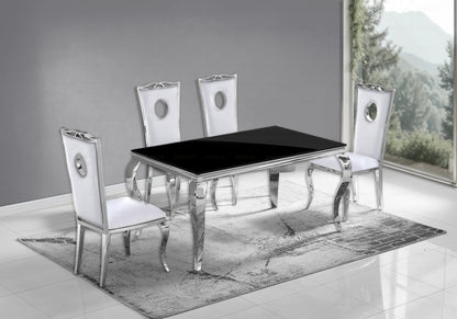 Lot de 4 chaises médaillon baroques argent et blanc | Kivo