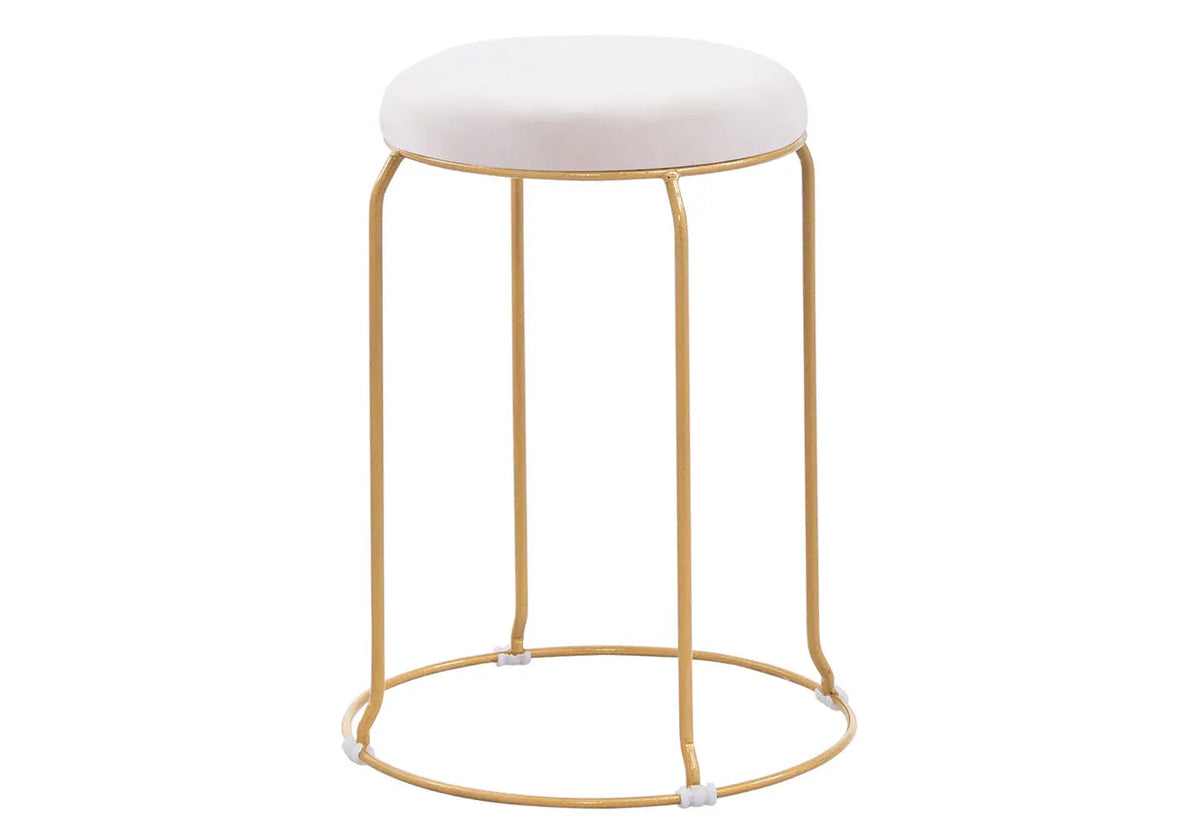 Tabouret d'appoint en beige et métal doré | Vora