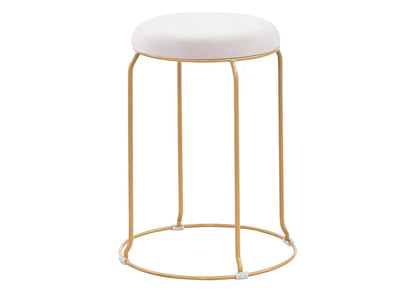 Tabouret d'appoint en beige et métal doré | Vora