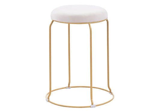 Tabouret d'appoint en beige et métal doré | Vora