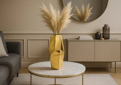 Vase sculptural doré asymétrique effet miroir | Veltis