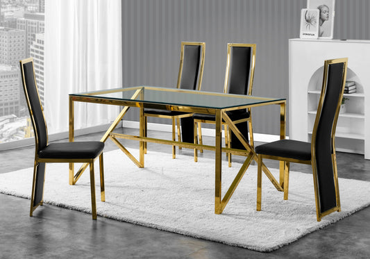 Table à manger design verre et acier doré | Kiro