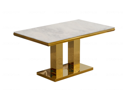 Table basse verre effet marbre beige et doré | Dyax