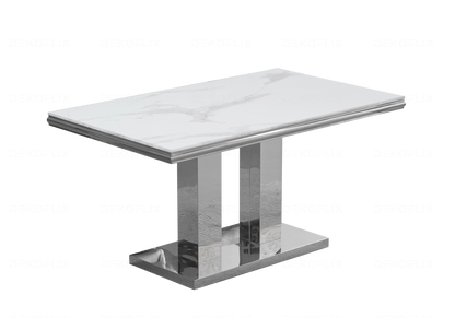 Table basse design marbre gris et métal argenté | Dyax