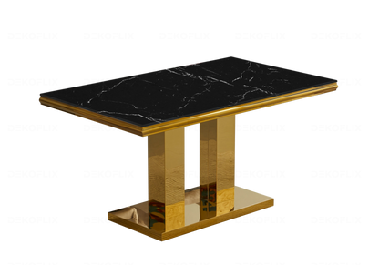 Table à manger design marbre noir et doré | Dyax