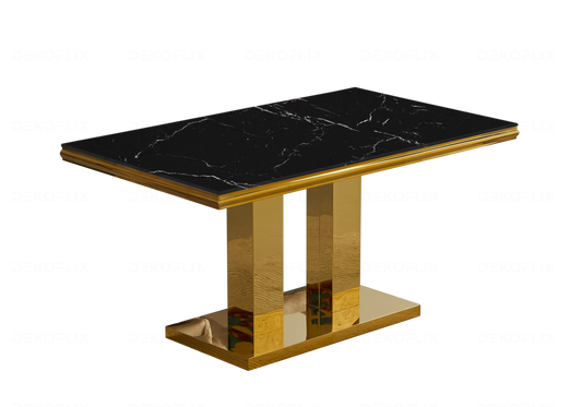 Table à manger design marbre noir et doré | Dyax