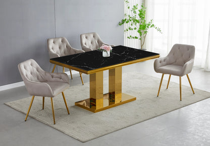 Table basse design marbre noir et métal doré | Dyax