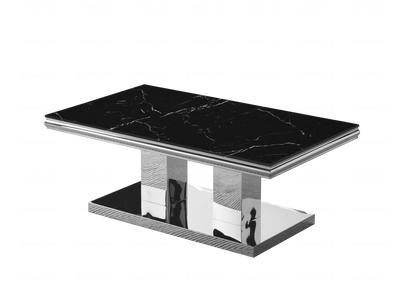 Table à manger design effet marbre noir et argent | Dyax