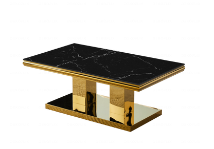 Table basse design marbre noir et métal doré | Dyax