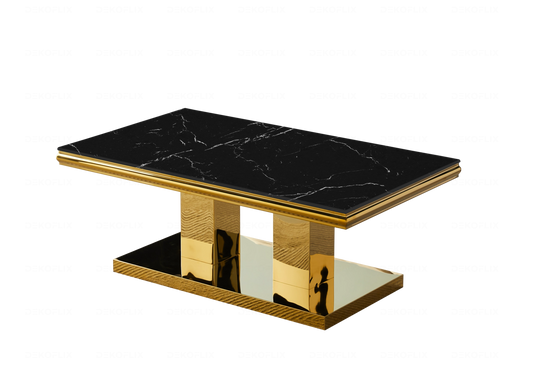 Table basse design marbre noir et métal doré | Dyax