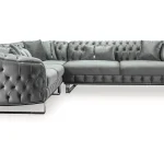 canapé turc angle capitonné velours gris doré chesterfield – paris droit.2
