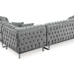 canapé turc angle capitonné velours gris doré chesterfield – paris vue arriere.4