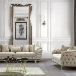 canapé turc capitonné velours beige doré chesterfield – paris.2