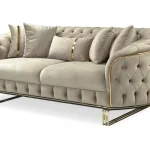 canapé turc capitonné velours beige doré chesterfield – paris.5