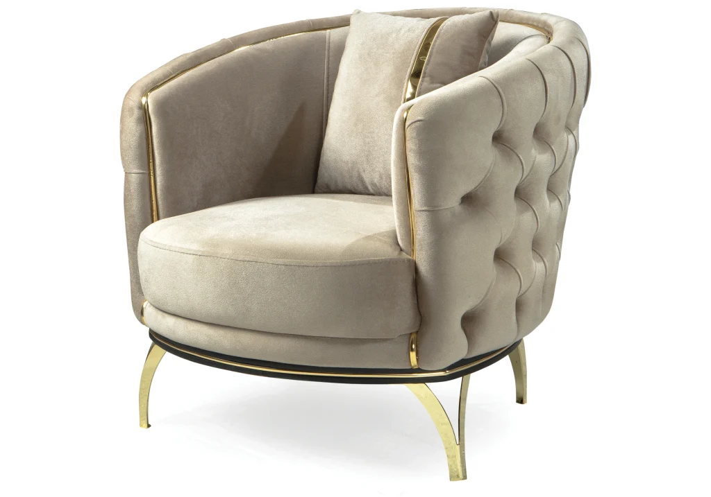 canapé turc capitonné velours beige doré chesterfield – paris.6