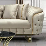 canapé turc capitonné velours beige doré chesterfield – paris.7