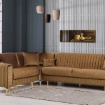 canapé d’angle velours camel convertible coffre – atlas.1