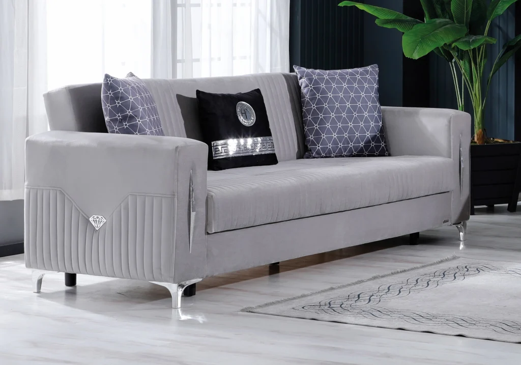 canapé velours gris convertible avec coffre zara.2