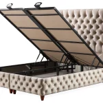 lit turc capitonné velours beige coffre rangement – star.3