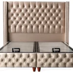 lit turc capitonné velours beige coffre rangement – star.4